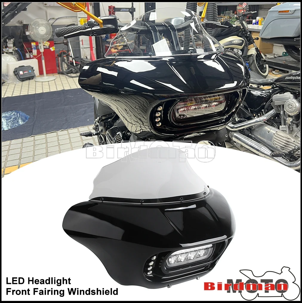 

Для Harley Softail FXFB 114 FXFBS клубный стиль, обтекатель фар, передняя маска, светодиодные фары, дневные ходовые огни и указатель поворота 18-2024