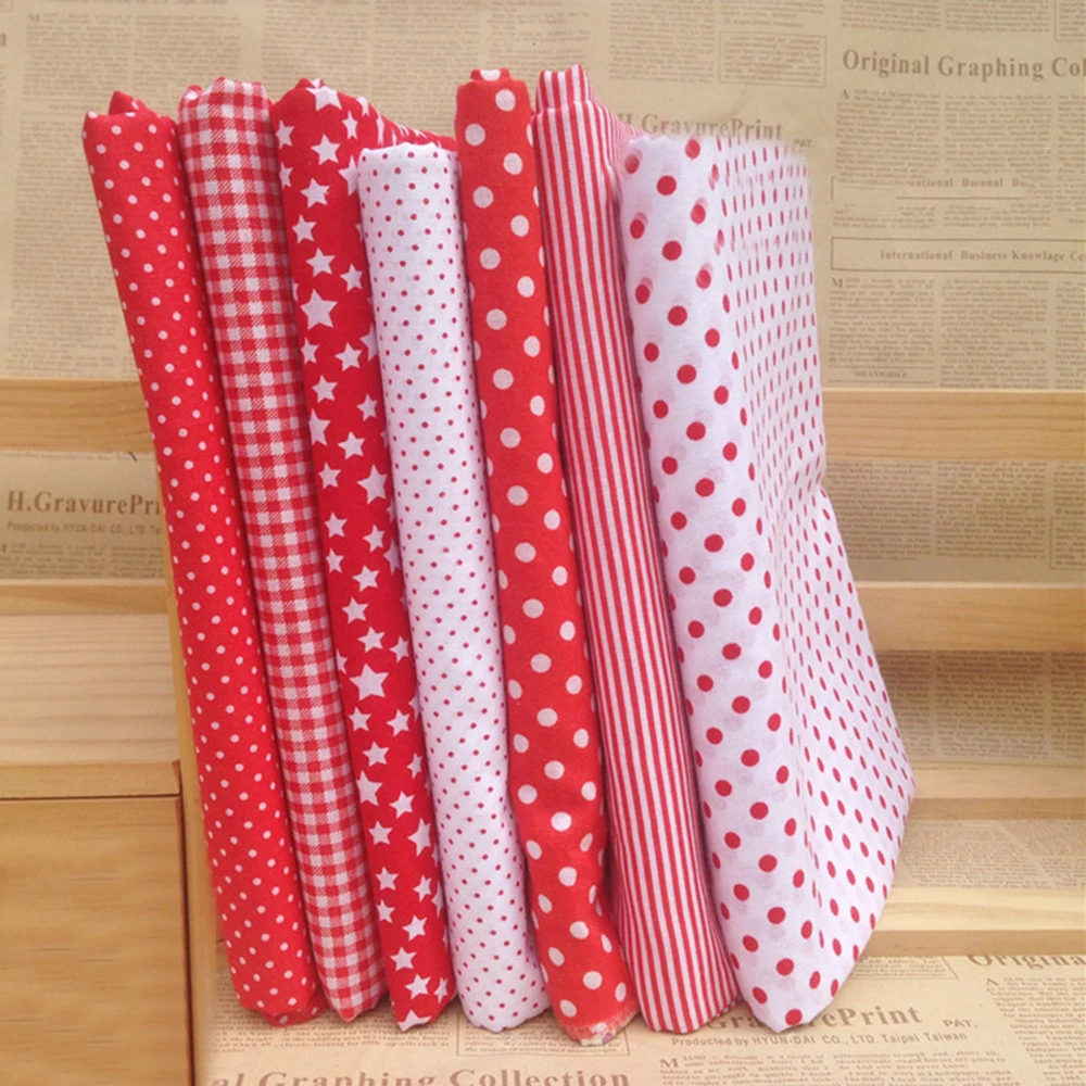 7 Piece Cotton Fabric Bundle, Assorted PreCut Thick Tabby Charm, Ideal for Crafting Cloth Bags, Handkerchiefs, and More