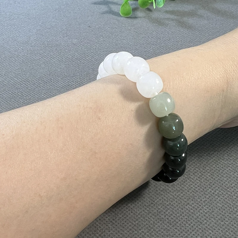 Genuine Natural Hetian Jade Sapphire White Jade Gradient Bracelet Elegant Retro Belt Gift Box Men And Women Can Wear