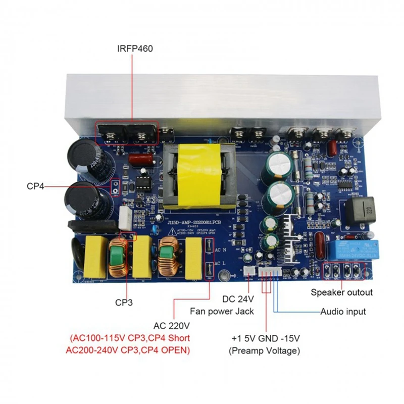 1000W Class D Power Amplifier Board Mono Power Amp Board With Switching Power Supply