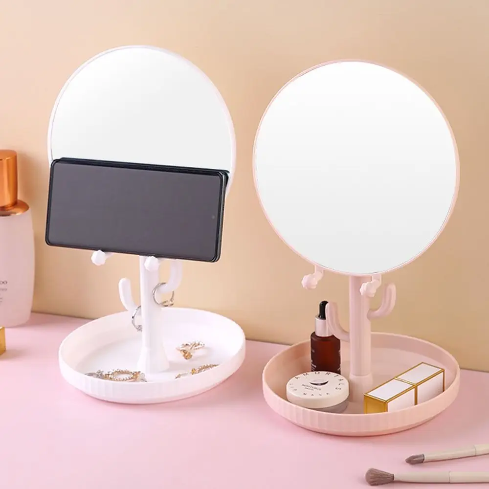 

Cartoon Cactus Vanity Mirror Detachable With Base Beauty Mirror High-definition 360 Degree Rotation Desktop Makeup Mirror