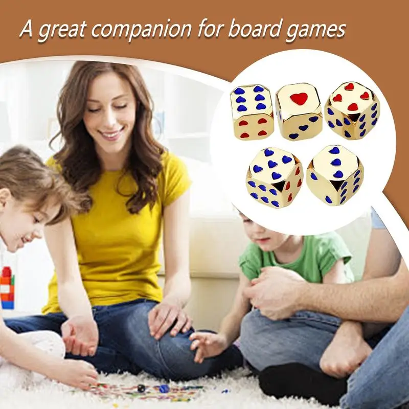 

Кости в форме сердца с узором в виде сердца, игральные кости, 6-сторонние настольные игровые кости, круглые угловые кости, 6-сторонние, 5X, для питья, развлечений, маджонга