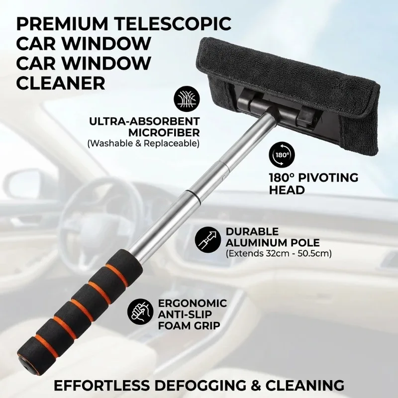 

Car Front Windshield Defogging Brush Telescopic Long handle Car Household Glass Clean Brushes Dust Remover Tool