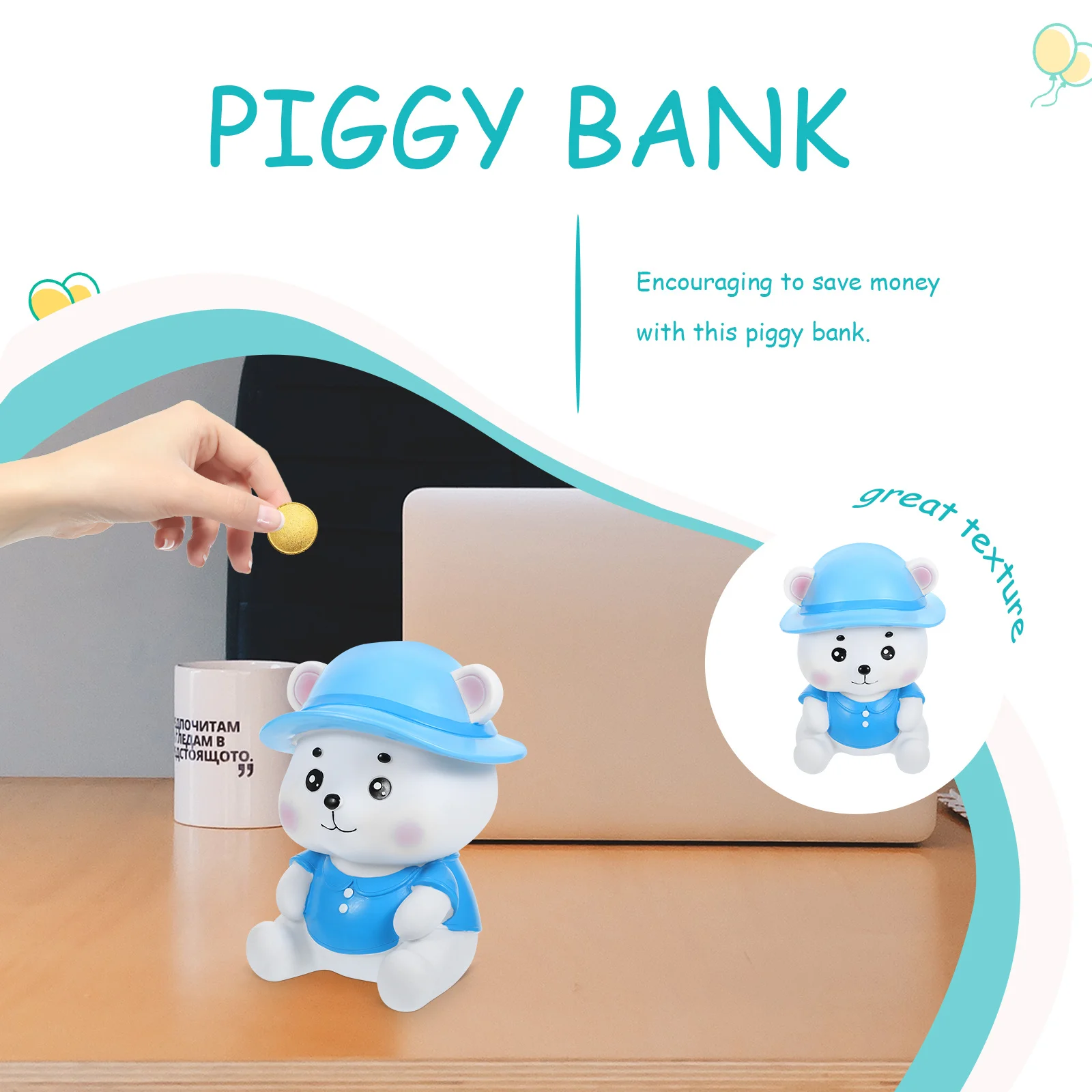

Bear Shaped Piggy Bank Cute Household Desktop Coin Bank Vinyl Money Pot Decorative Saving Jar Bear Money Box Piggy Jar