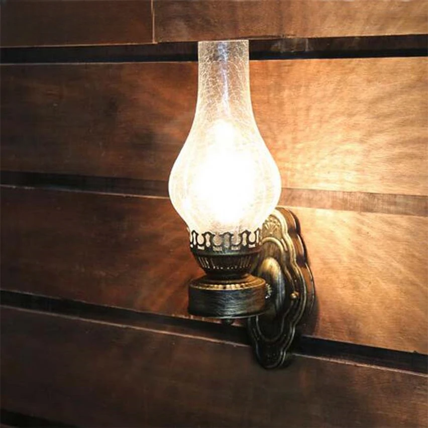 Rustic Iron Loft Wall Lamps Vintage Kerosene Lantern Lights Rusty Corridor Hallway LED Wall Sconce Lamps Lighting Matty Fixtures