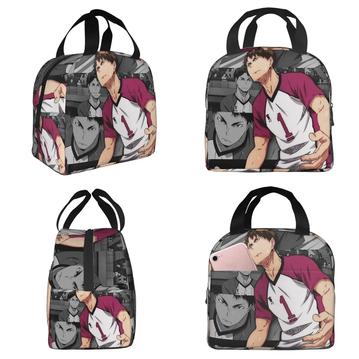 Haikyuu Manga Ushijima Wakatoshi Isolierte Lunchtasche für Kinder, Schulkühler, Thermo-Lebensmittelbox, tragbare Lunchboxen, Behälter