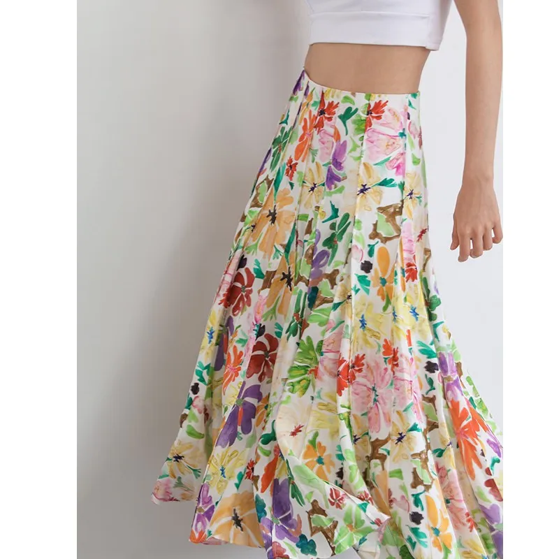 

Women's Runway Fashion Spring Summer Designer High Quality Flower A-line Skirt Female Autumn Winter High Waist Skirt TB2657