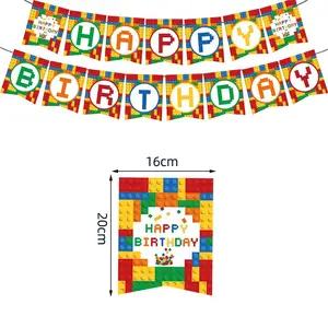 Nuevos bloques de construcción Decoración de la fiesta de cumpleaños Capacas de vajillas Copa de placa Servilleta Configuración de telas Configuras de cumpleaños Tema de cumpleaños Suministros de deco 12 mejores decoraciones de cumpleaños de Lego de ventas - №9