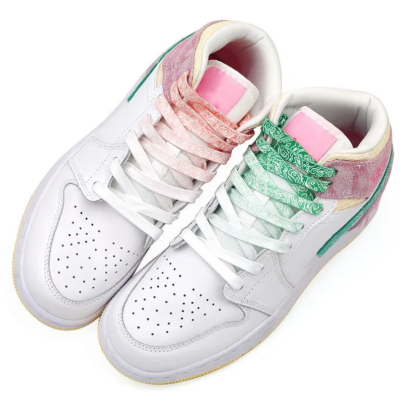 1 Pair Sports Shoelace Unisex Gradient Color Shoe Laces Printing Pattern Flat Shoelaces for Sneakers Canvas Shoes Accessories