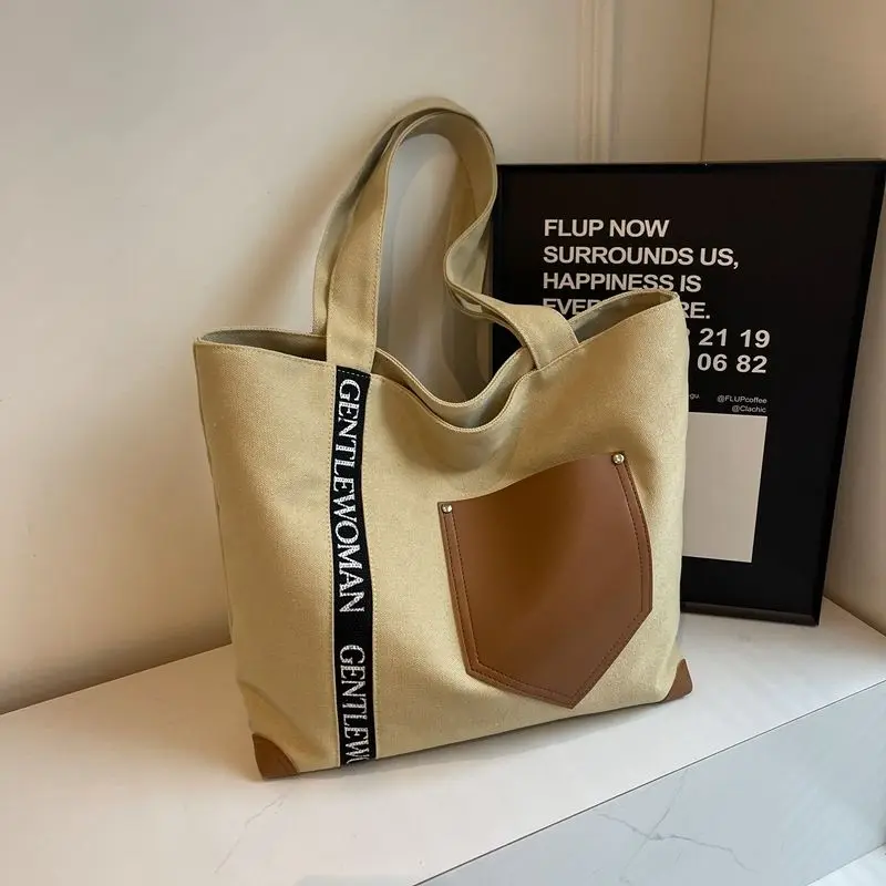 

Canvas Tote Large Bag Female 2025 New College Student Commuter Handbag Large Capacity All-matching Shoulder Bag Women Handbags