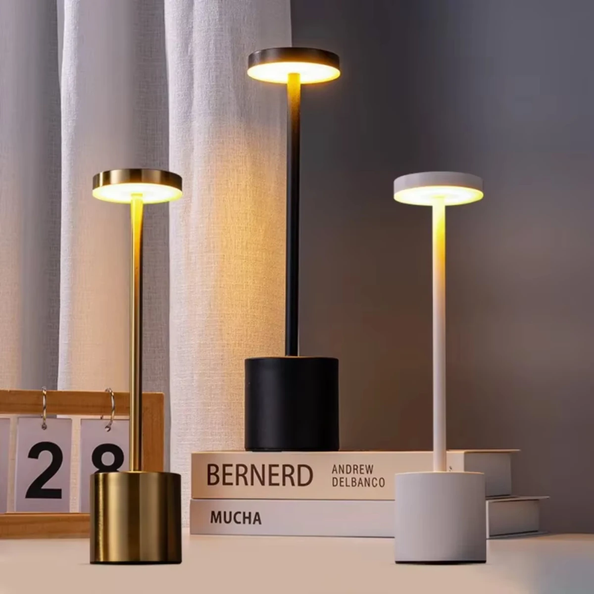 

Sensor Light USB Rechargeable Metal Table Lamp Hotel Restaurant Night Decoration Adjustable Warm Light