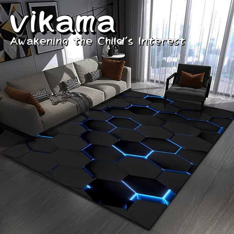 

VIKAMA 3D Crystal Pile Carpet Bedroom Closet Non-Slip Decorative Floor Mat Game Room 3D Visual Soft Easy to Clean