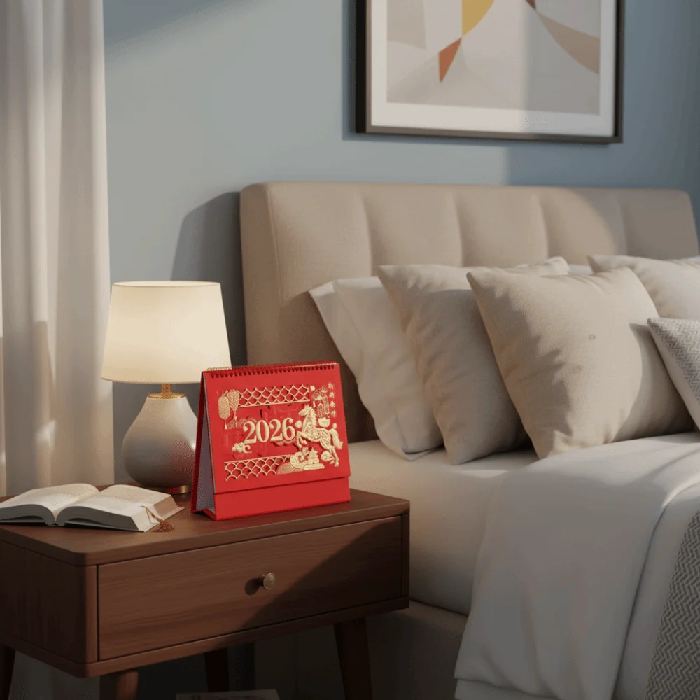 

Традиционный стоячий перекидной настольный календарь, слова благословения зодиака, календарь в китайском стиле, год лошади, бизнес-планировщик, Новый год