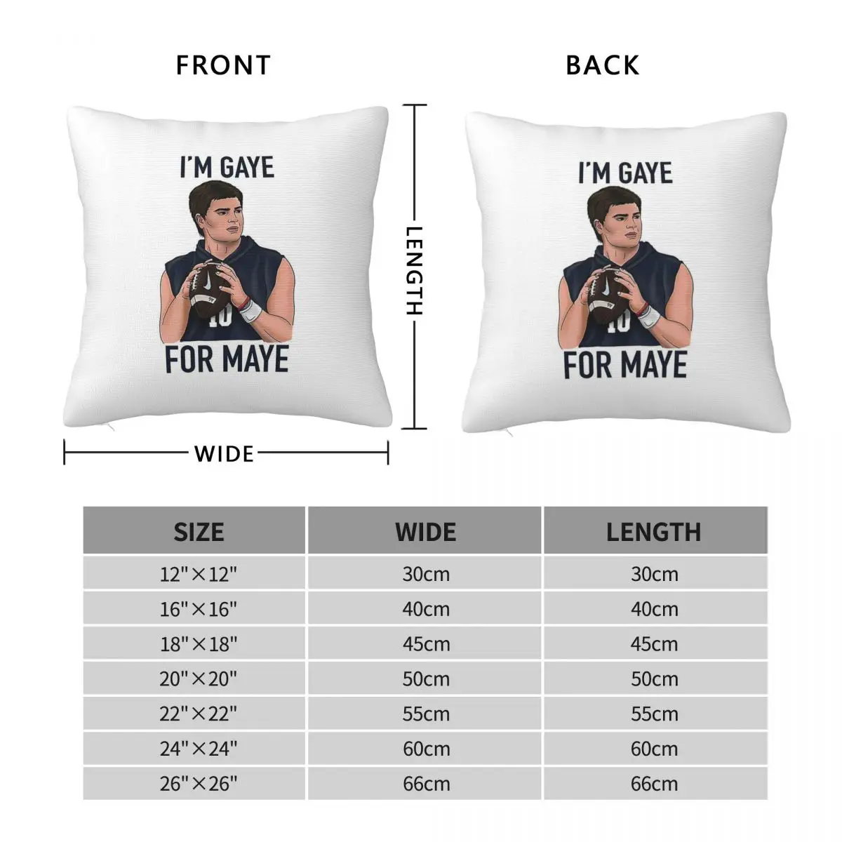 Drake Maye Quarterback Gaye For Maye Square Pillowcase Polyester Linen Velvet Creative Zip Pillow Case Sofa Seater Cover 45x45