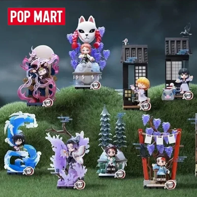POP MART DEMON SLAYER Série Unwavering Resolve Arc Figurines Blocs Boîte Mystère Jouets Anime Décoration de Bureau Boîte Surprise