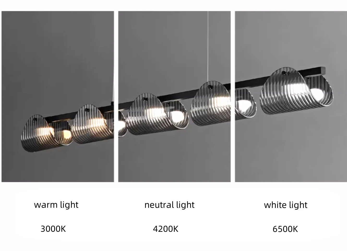 Black LED Pendant Lights Dining Room Smoky Gray Glass