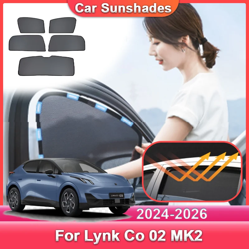 

Car Mesh Sun Shade For Lynk Co 02 MK2 Z20 E335 2024 2025 2026 UV Blocking Auto Curtain Sunshade Accessories Heat insulation Tool