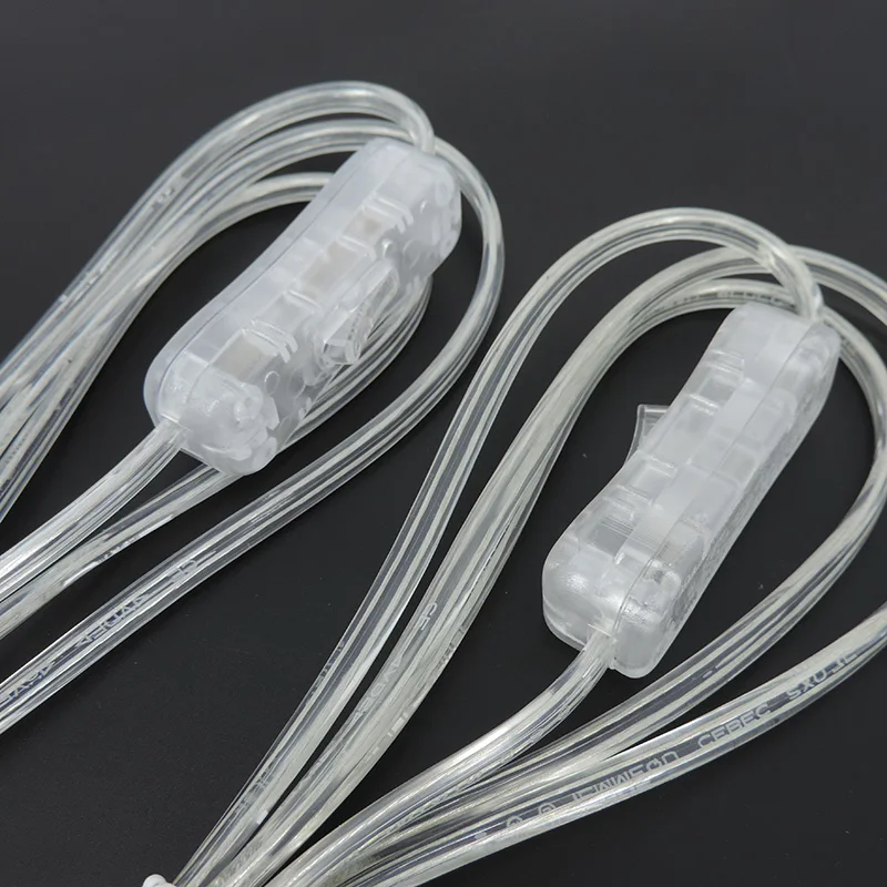Transparent AC Power extend Cord America European 303 Online Switch US EU plug Extension Cable Wiring Desktop for LED table lamp