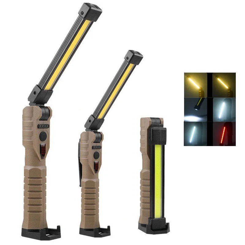 43.5CM 1000LM Handheld Emergency Flashlight USB-C 18650 Work Light Cordless Garage Inspection Lamp 7Mode Folding Camping Lantern