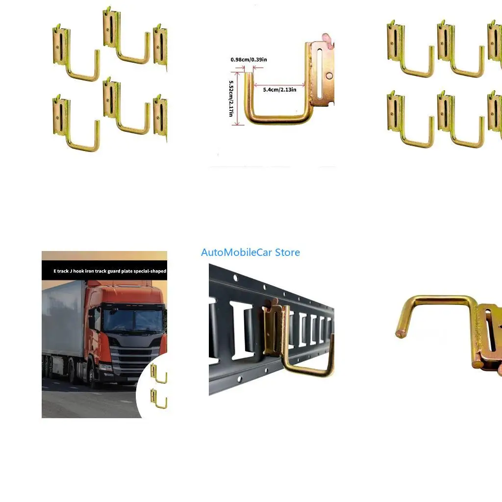 G8TE Pack of 6 Vibration Proof Metal Spring Clip J Hooks Providing Safe Cargo Hold on E Track Guards During Highway Travel