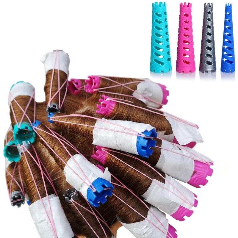 12 pezzi/set bigodini per capelli a forma di cono barre di arricciatura extra spesse aste flessibili per permanente fredda ondulazione dei capelli senza calore