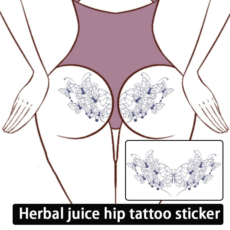 

Herbal Juice Sexy Buttock Butterfly Pattern Realistic Succubus Tattoo Stickers Waterproof Sweatproof Temporary Stickers