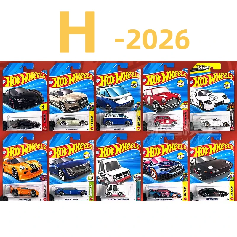 2026H Coches de Juguete Hot Wheels Originales 1/64 Diecast Ferrari SF90 Audi Volkswagen Golf Benz Mach Speeder Ford Porsche Sauber F1