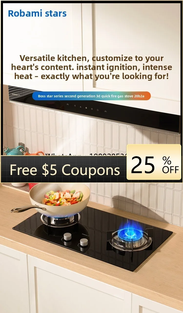 

AB Star Series 20B2A/B0A Natural Gas Gas Stove Household Double Stove Top Fierce Fire Liquefied Gas Stove