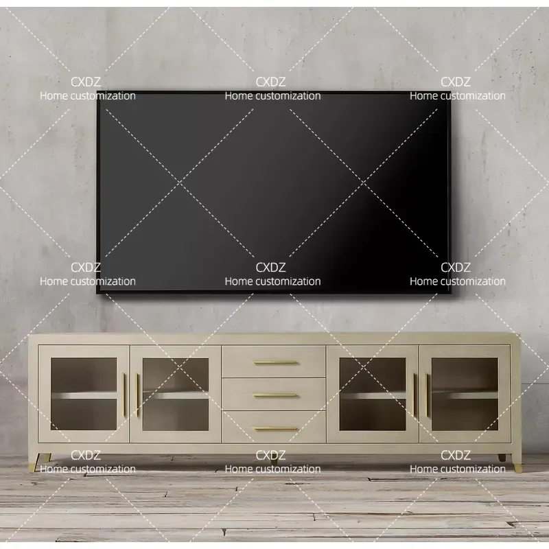 American Country Retro Solid Wood TV Cabinet Simple Modern Light Luxury Living Room Storage Console Table Wabi Sabi Style