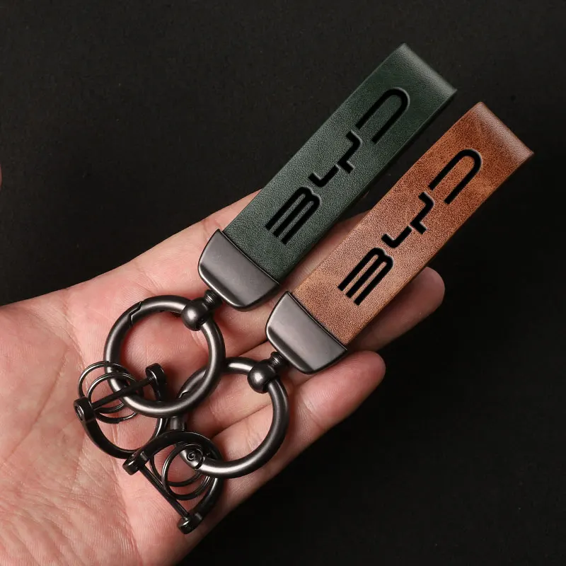 Luxury Genuine Leather Keychain Car Key Ring  For BYD Song Qin Han Tang DM 2018 PLUS Song Pro MAX Yuan