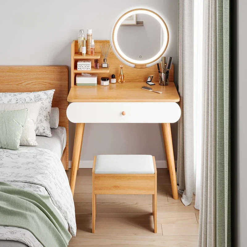 Nordic Man-made Board Dressing Table for Bedroom Small Desk with Drawer Dresser Light Luxury Simple Design Dressers