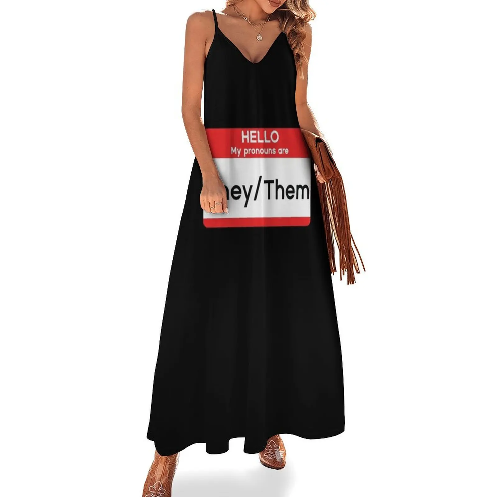 

Hello My Pronouns are They/Them Sleeveless Dress dress for women summer women's summer jumpsuit Summer skirt