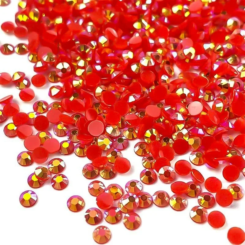 5000-10000pcs Red AB Flatback Resin Jelly Rhinestones 2-6mm Drill Faux Gems Bead for Crafts DIY Nail Art Charms Supplies