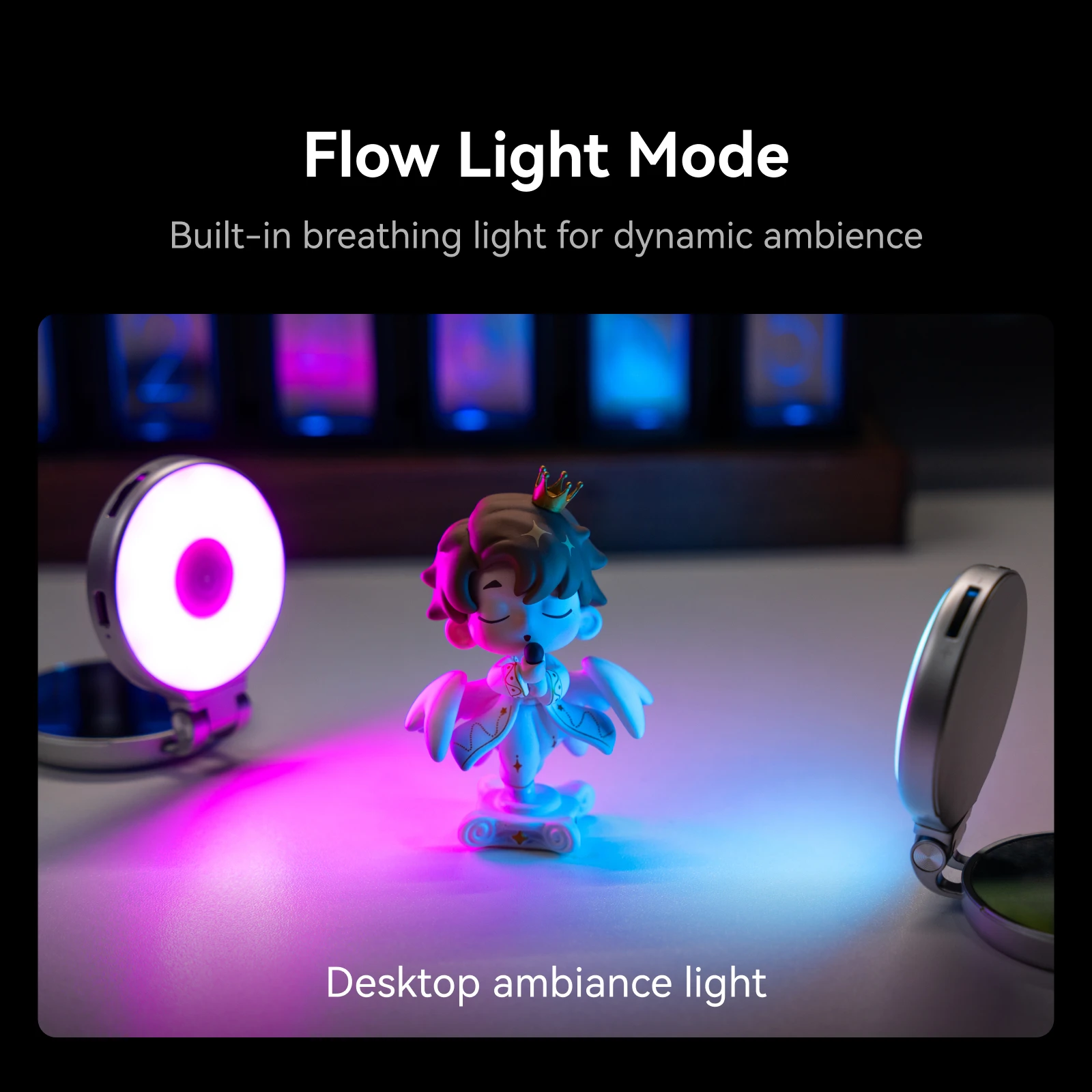 TELESIN Magnetic 360° Rotating RGB Mini Selfie Fill Light | 3 Adjustable Color & Brightness Modes for iPhone & Android Smartphon