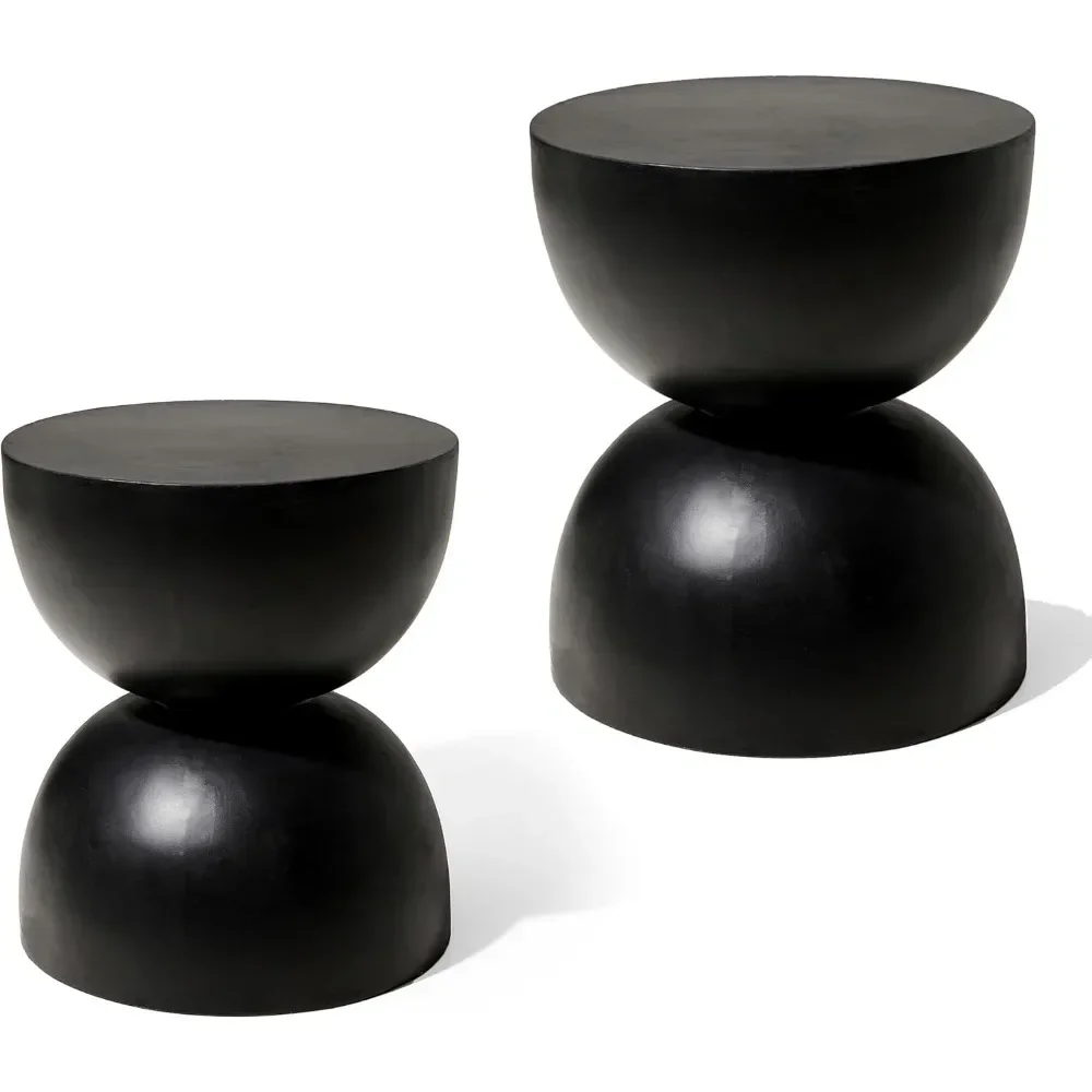 

Outdoor Side Tables Setof 2,Heavy Duty Patio Sturdy Faux Terrazzo Decorative Garden Stool Plant Table for Indoor Covered Outdoor