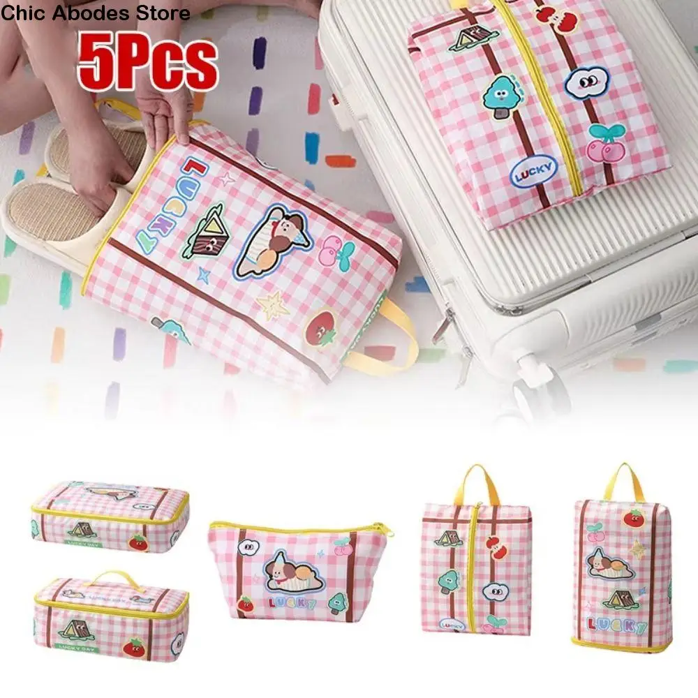 

5Pcs/set Cartoon Makeup Travel Bag Portable Waterproof Cosmetic Organizer Large Capacity Durable Travel Storage Case Home