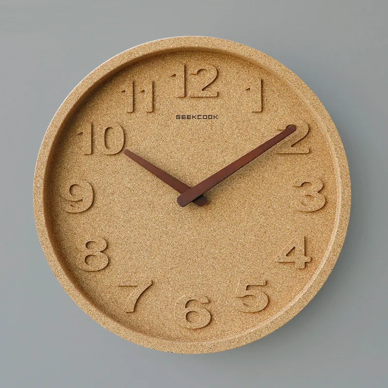 Cork Simple Modern Wall Clocks Creative Solid Wood Pointer Art Living Room Wall Clocks Bedroom Gift Ideas Home Decoration