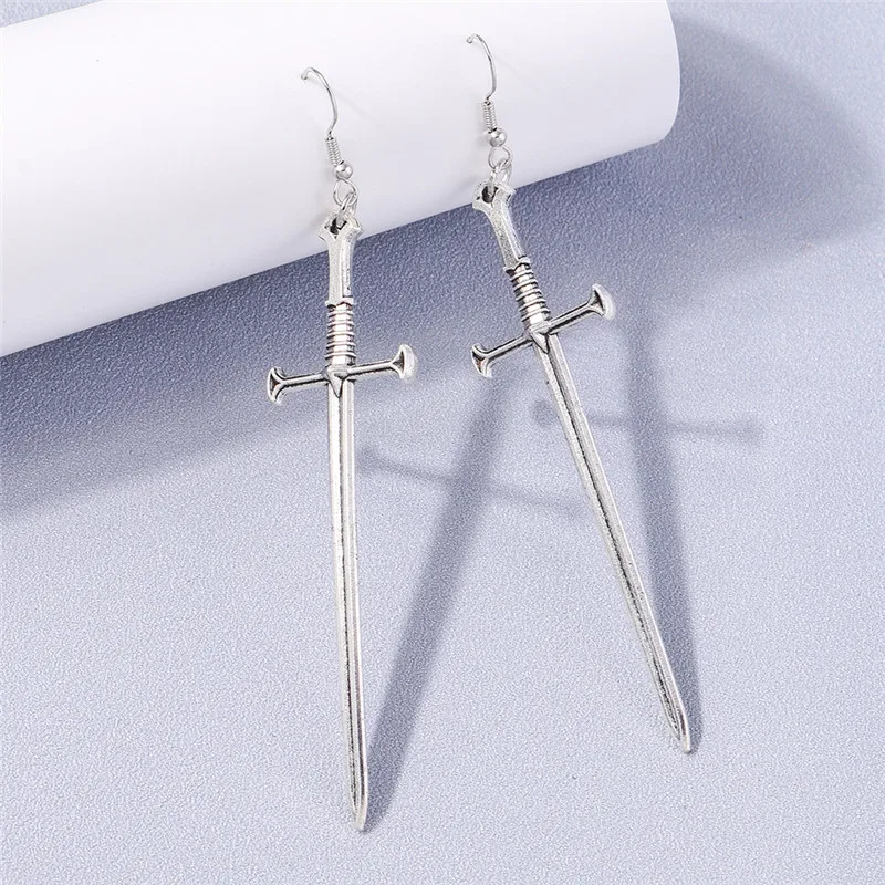 Aihua Gothic Vintage Schwert-Ohrringe für Damen und Herren, modischer Punk-Rock-Party-Schmuck, Accessoires, Geschenk, Fantasy-Kreuz-Ohrringe – Detail 10