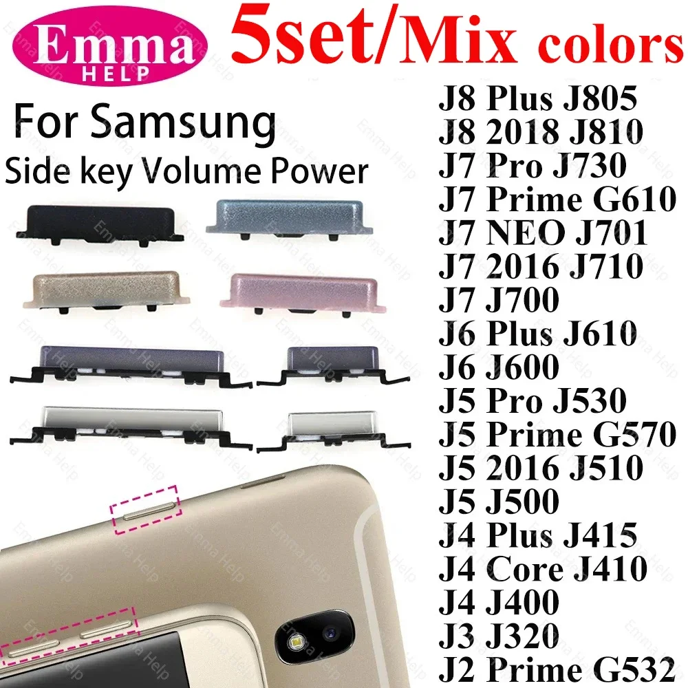 5ste Przycisk boczny głośności do Samsung J2Prime J3 J4 Plus Power J6 J5 Pro Prime J8 Plus J7 Prime J7 Neo g532 on Off Power