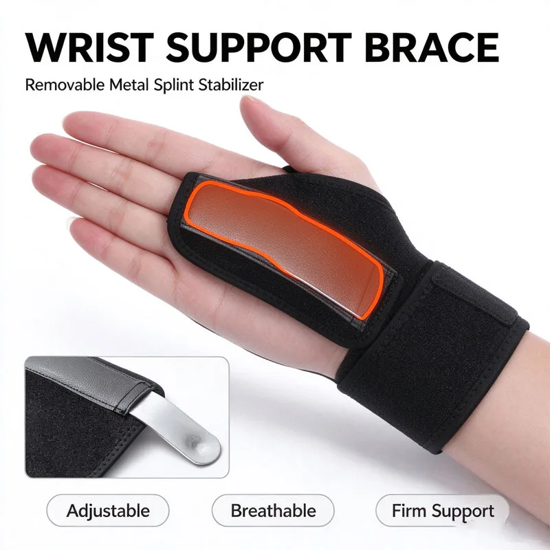 Adjustable Compression Wrist Support Stabilizer Wrist Guard for Injury Recovery Wrist Brace with Removable Metal Splint