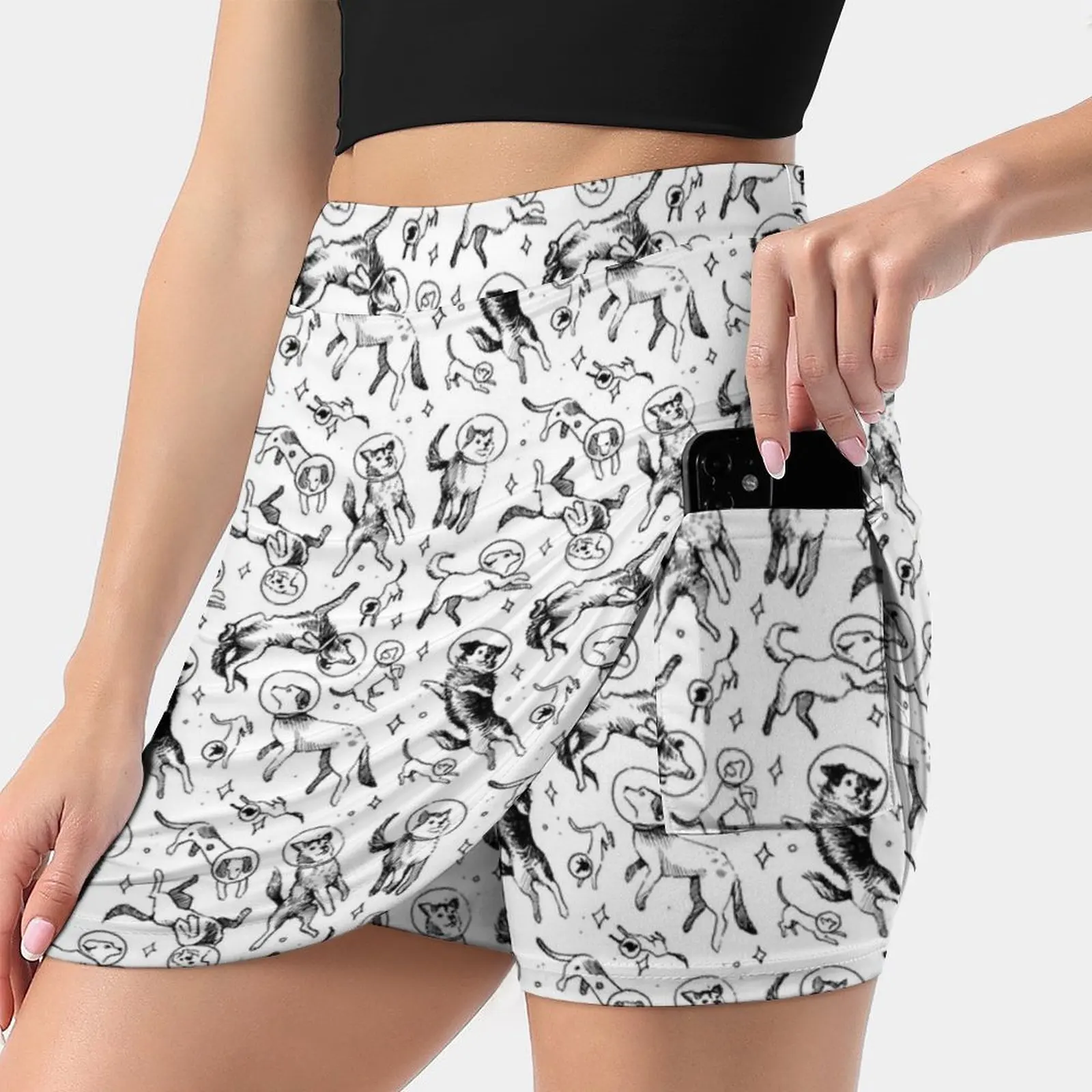 

Space Dogs Women's skirt Aesthetic skirts New Fashion Short Skirts Dogs Animal Animals Pet Fly Come Back Fleet Space Galaxy Star