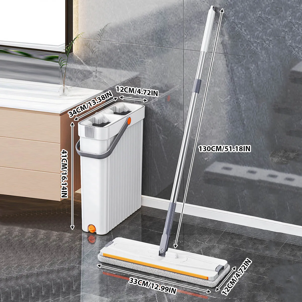 Serpillère plate sans lavage à la main avec seau pour le nettoyage des sols à la maison, tissu en microfibre rotatif à 360 degrés, outil de nettoyage paresseux