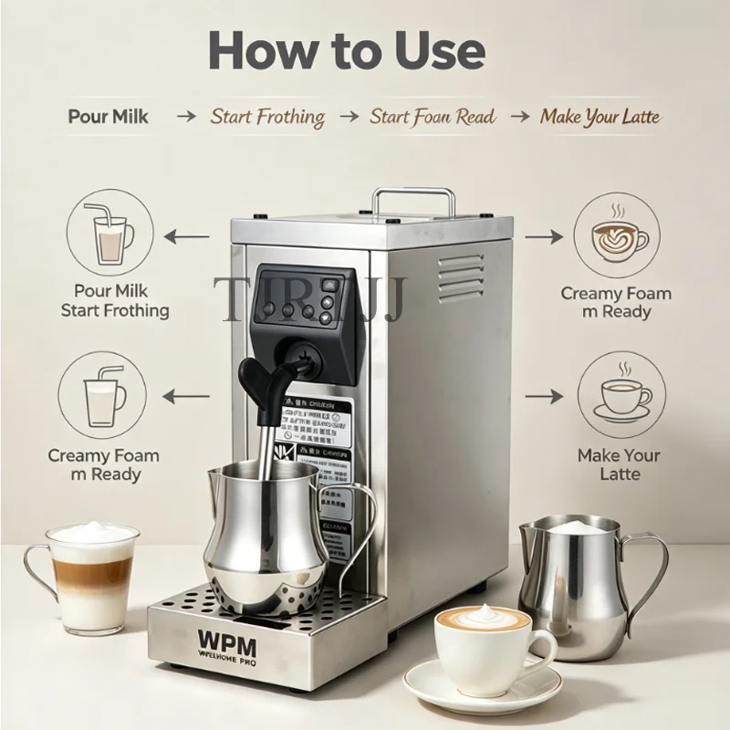 Commercial Coffee Semi-Automatic Stainless Steel Espresso Machine Intelligent Steam Heating Automatic Water Supply Milk Frother