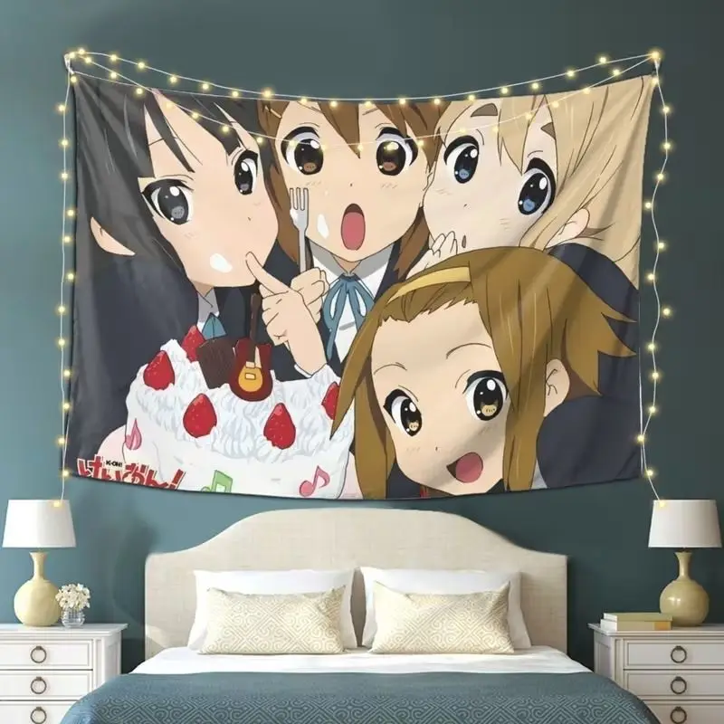 VIKAMA Anime Girl Wall Tapestry Strawberry Cake Guitar Music Theme, Aesthetic Room Decor for Bedroom Dorm Wall Hanging