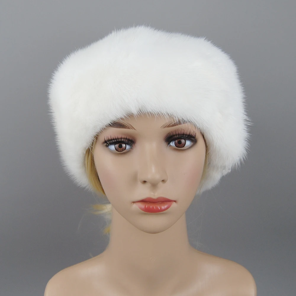 Fashion Mink Fur Cap For Women Real Natural Whole Fur Hat Top Accessories Warm In Russian Winter Fur Hats For Lady