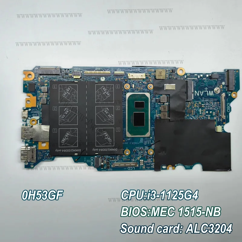 Placa Base de Repuesto para Laptop HH 0H53GF para Dell Inspiron 14 5410 5418 15 5510 5518 con CPU Integrada: i3-1125G4 BIO