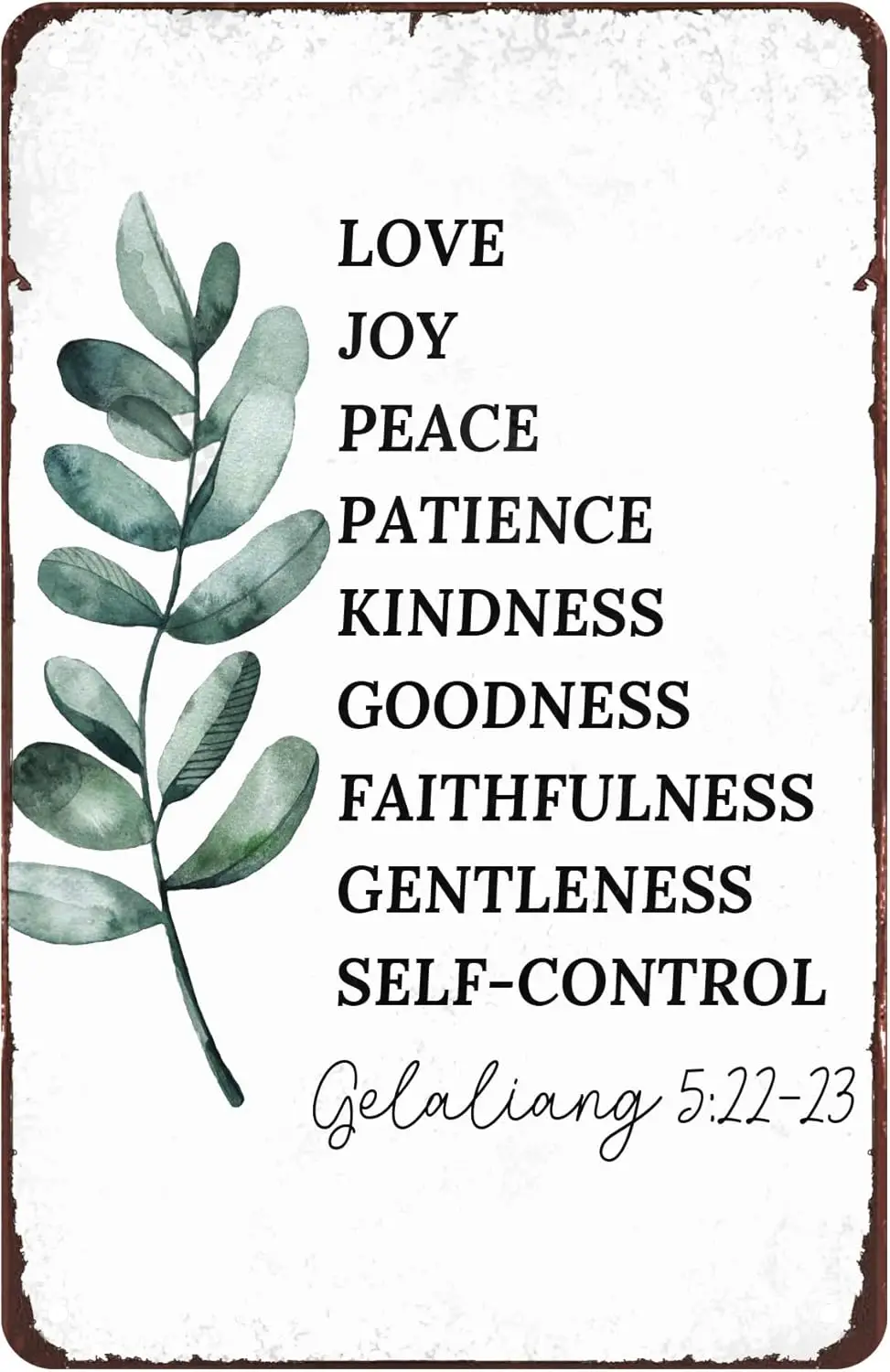 Bible Verse Metal Tin Sign Vintage Fruit of The Spirit Tin Signs Wall Decor Bible Verse Love Joy Peace Patience Kindness Poster