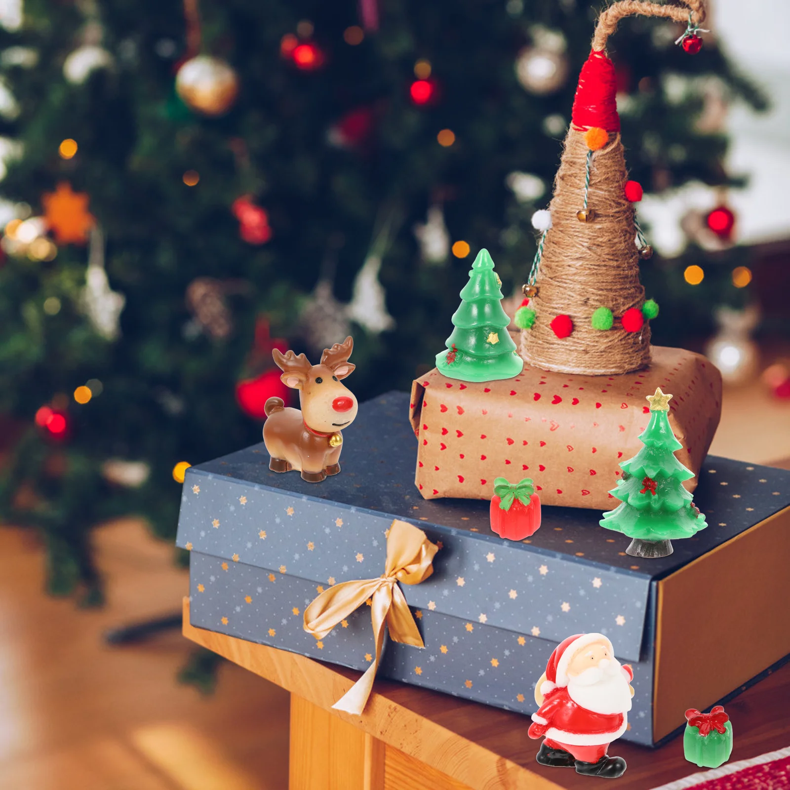 

27 шт., рождественские смоляные снежные сцены, мини-украшения в ассортименте, милые рождественские микропейзажные украшения для домашнего рабочего стола