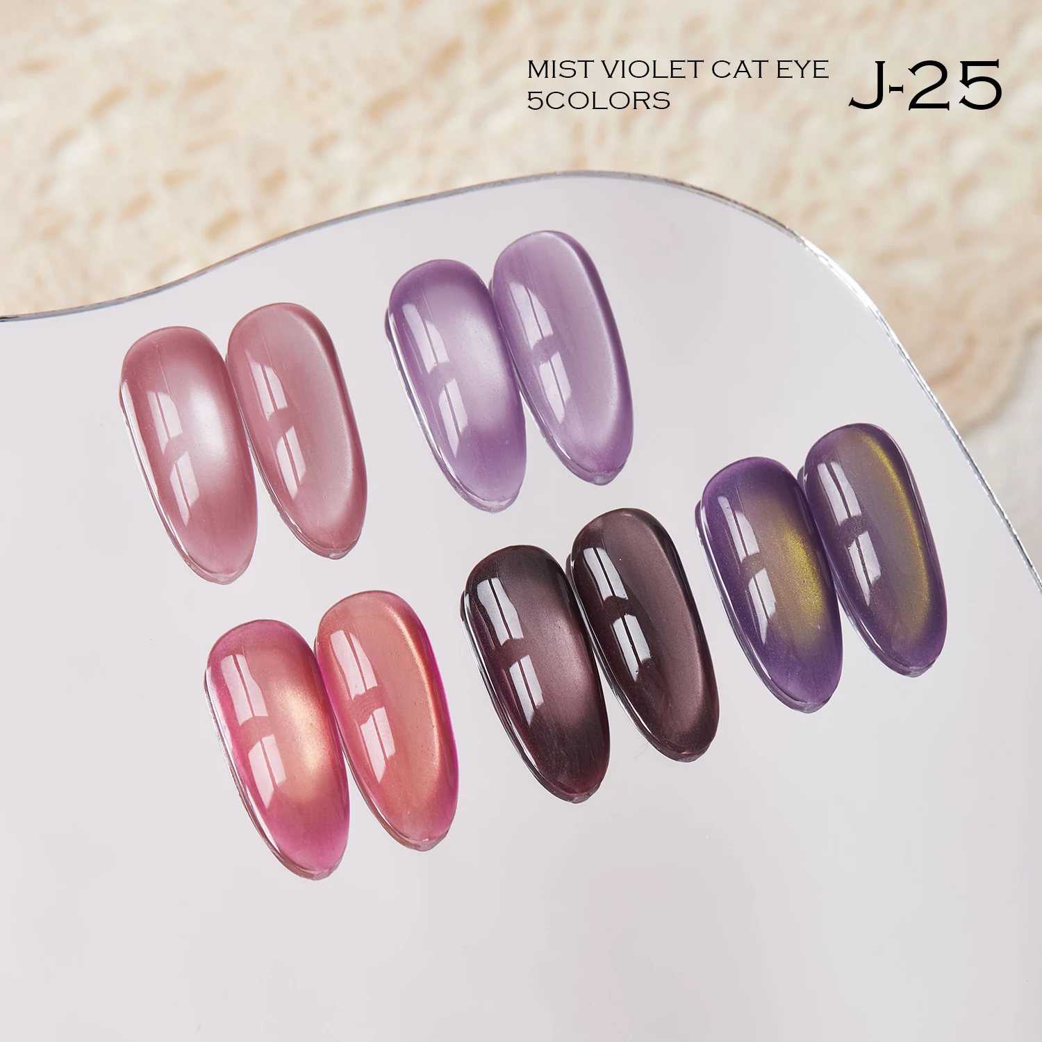 벤디니 뉴 패션 5 컬러 네일 폴리쉬 석류 캣츠 아이 퍼플 글라스 비즈 캣츠 아이 젤 네일 폴리쉬 15ML 병