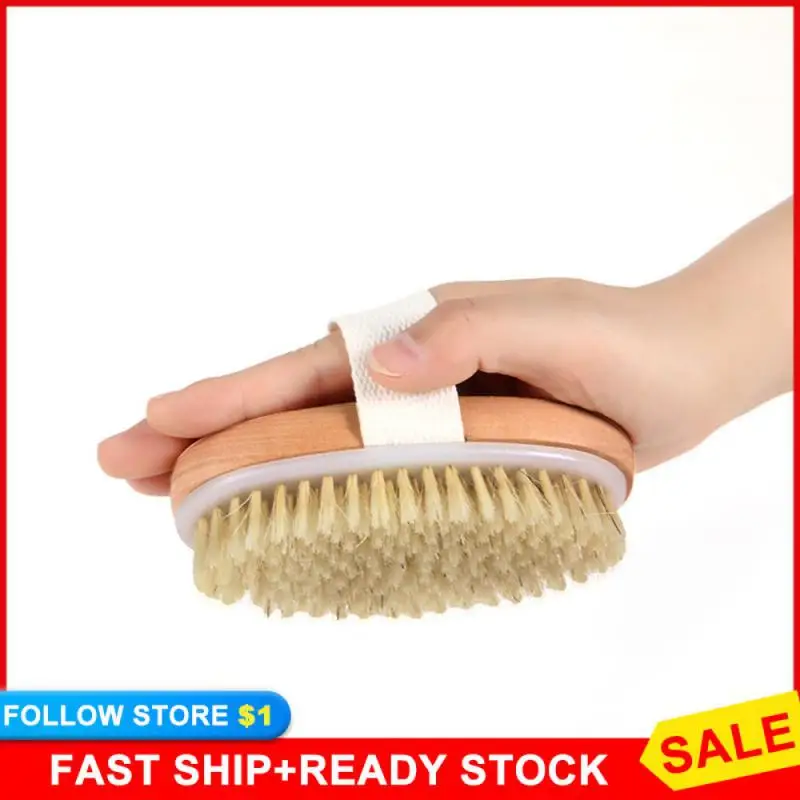 2 In 1 Dry Skin Body Brush Natural Bristle Dead Skin Remover Anti Cellulite Exfoliates Blood Circulation Health Massage Tools